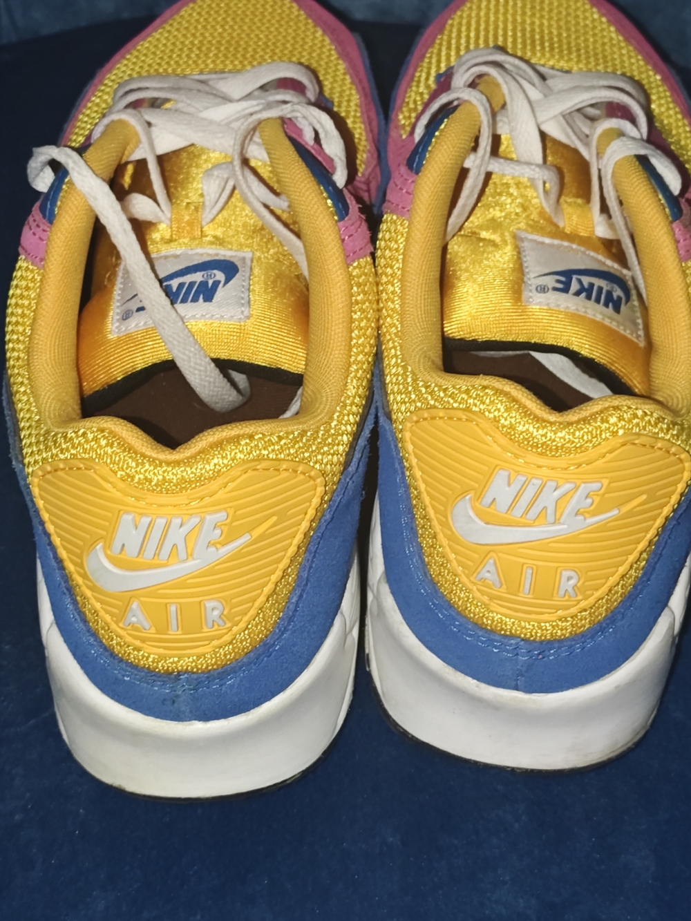 Nike Air Max 90 Multicolor Colorblock Low-Top Sneakers — Pink, Yellow & Blue - Picture 4 of 6